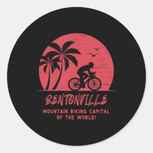 Bentonville Arkansas Mountain Biking Classic Round Sticker