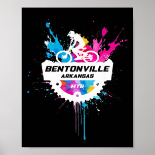 Bentonville Arkansas Mountain Biking Colorful Pain Poster