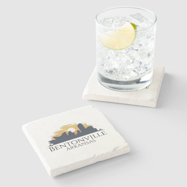 Bentonville Skyline, Arkansas Stone Coaster (Side)