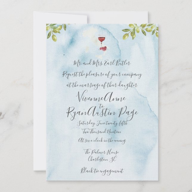 Benvenuti Italia Blue Wedding Invitation (Front)