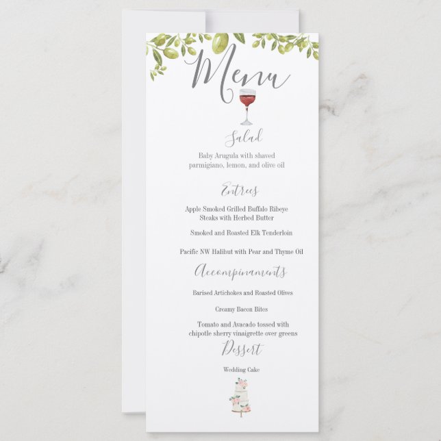 Benvenuti Italia Wedding Menu (Front)