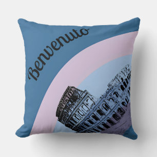 Benvenuto Rome Colosseum Retro Art Throw Pillow
