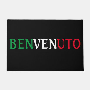 Benvenuto Welcome in Italian Flag Colours Doormat