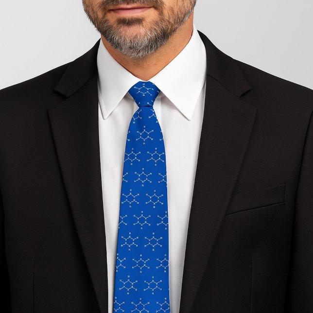 Benzene Molecule Pattern Blue Tie (Benzene Molecule Pattern Blue Neck Tie)