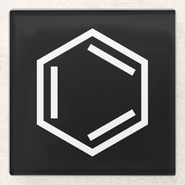 BENZENE RING SYMBOL GLASS COASTER (Front)
