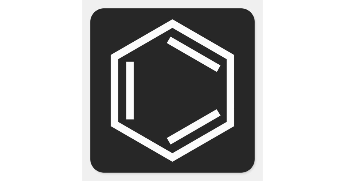 BENZENE RING SYMBOL SQUARE STICKER | Zazzle