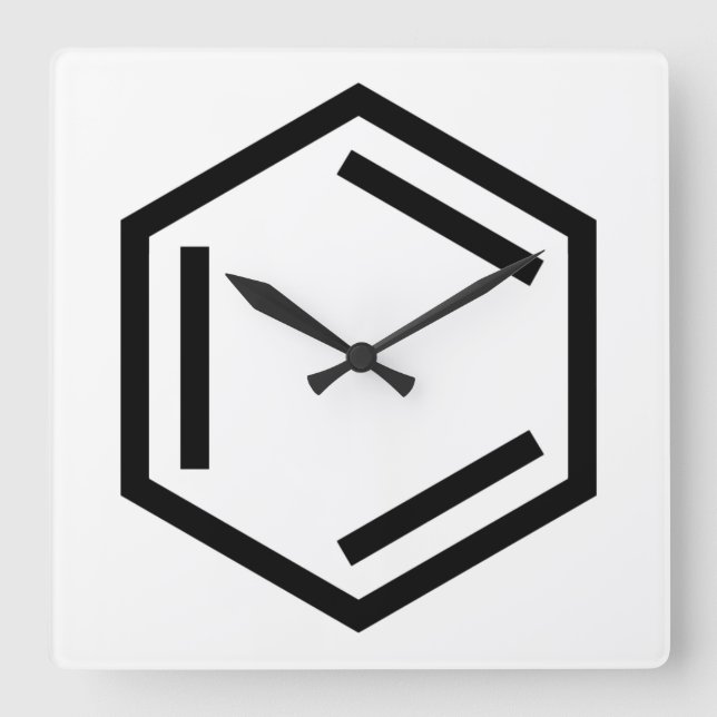 BENZENE RING SYMBOL SQUARE WALL CLOCK (Front)