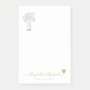 BEORGANIZED WEDDING PLANNER Gypsophila Gold Heart Post-it Notes