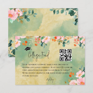 Beown pink floral botanical fund graduation enclosure card