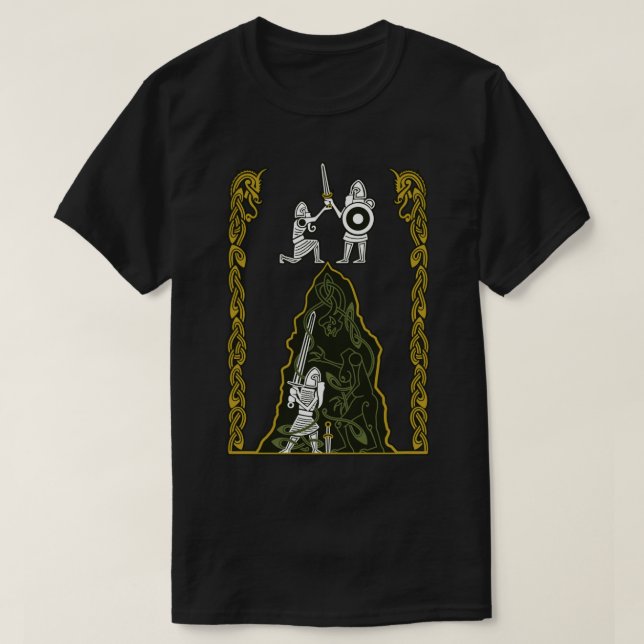 Beowulf Vs Grendel's Mother  T-Shirt (Design Front)