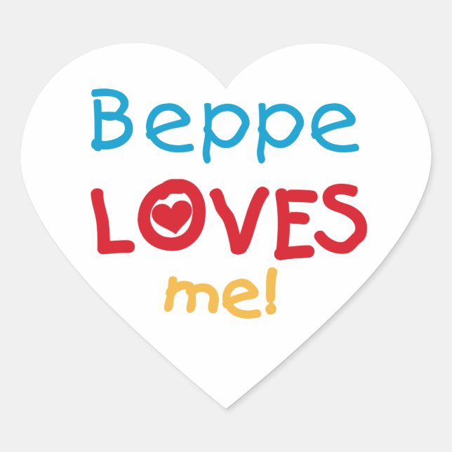Beppe Loves Me T-shirts and Gifts Heart Sticker (Front)
