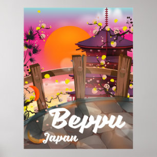 Beppu Japanese travel poster
