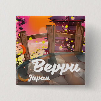 Beppu Japanese travel poster 15 Cm Square Badge