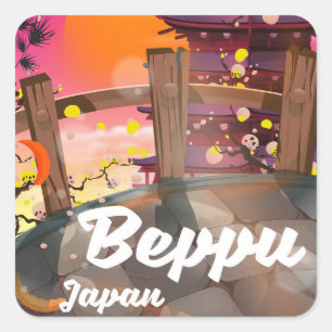 Beppu Japanese travel poster Square Sticker
