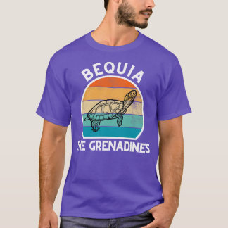 Bequia The Grenadines Retro Sunset with Turtle 18 T-Shirt