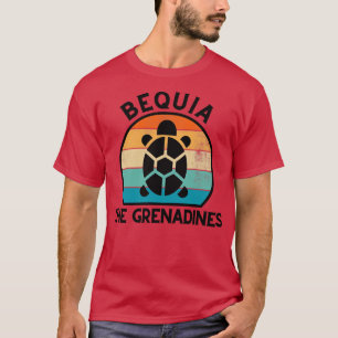 Bequia The Grenadines Retro Sunset with Turtle 26 T-Shirt