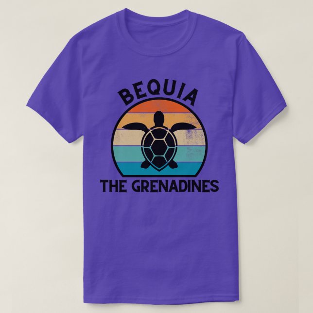 Bequia The Grenadines Retro Sunset with Turtle 27 T-Shirt (Design Front)
