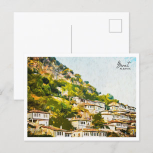 Berat Albania Beautiful Oil Paint Landscape Postcard