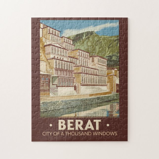 Berat Albania Illustration Travel Art Vintage Jigsaw Puzzle (Vertical)