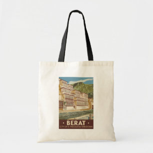 Berat Albania Illustration Travel Art Vintage Tote Bag