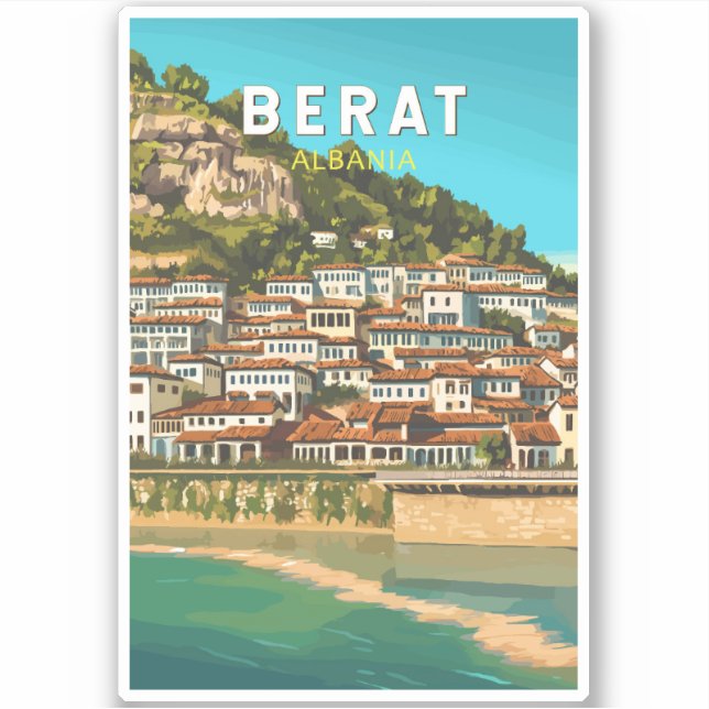 Berat Albania Travel Art Vintage (Front)