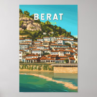 Berat Albania Travel Art Vintage