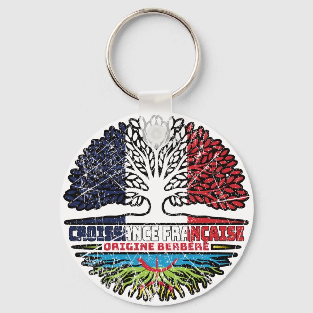 Berber Amazigh French France Tree Roots Flag Key Ring (Front)