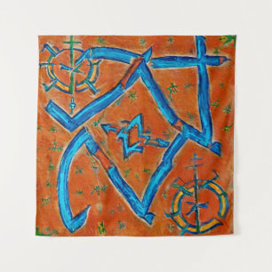 Berber Amazigh motifs, abstract signs and symbols Tapestry