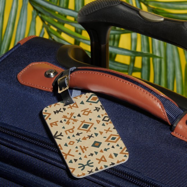 Berber Echo – Ethnic Geometric Luggage Tag (Front Insitu 1)