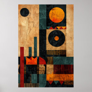 Berber Tribal Graphics: Geometric Earth Tones Poster