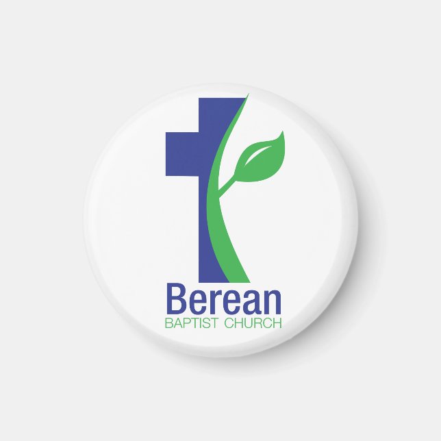 Berean Baptist Church round magnets (white) (Front)