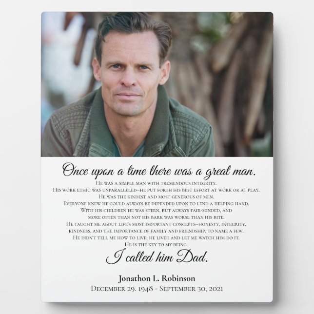 Bereavement Memorial for Father I called him Dad P Plaque (Front)