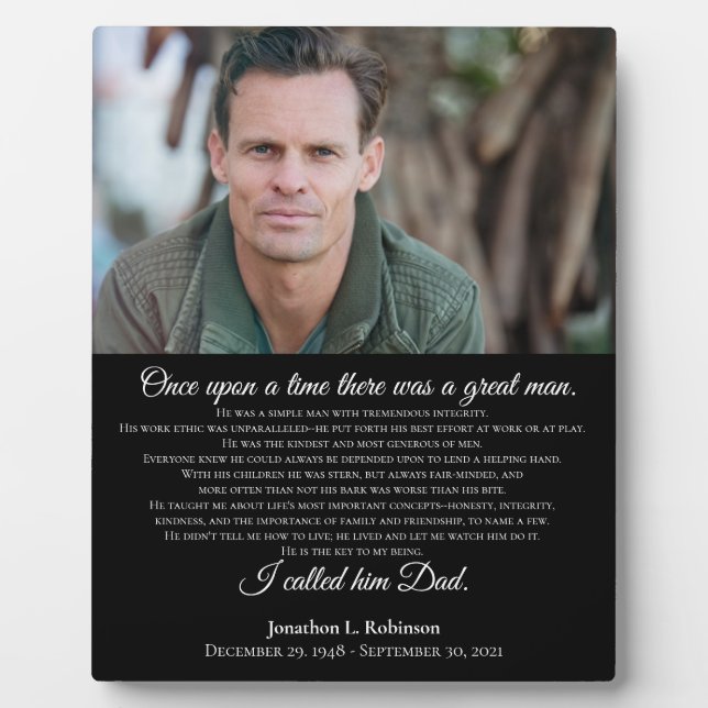 Bereavement Memorial for Father I called him Dad Plaque (Front)