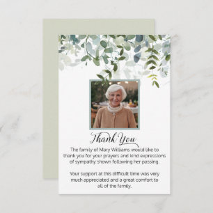 Bereavement Photo Greenery Funeral Thank You