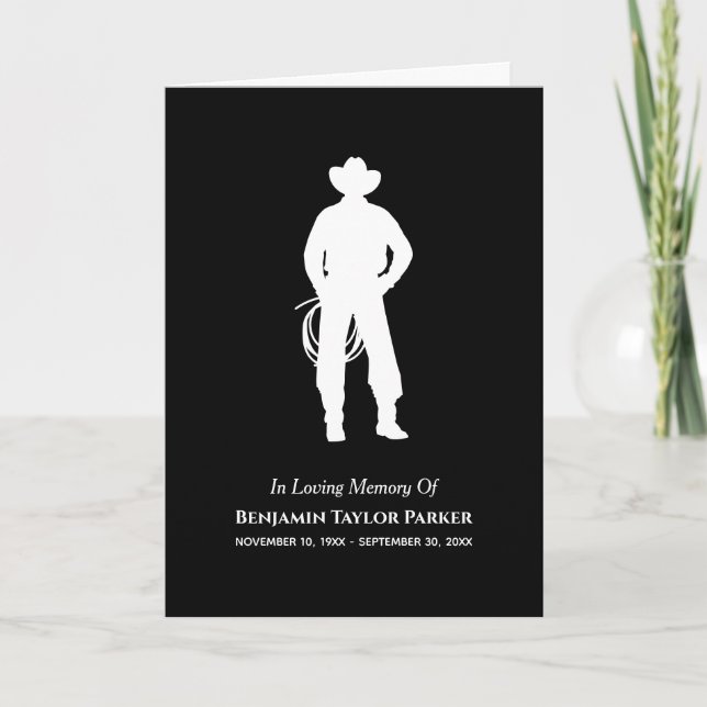 Bereavement Sympathy Funeral Memorial Cowboy Lasso Thank You Card (Front)