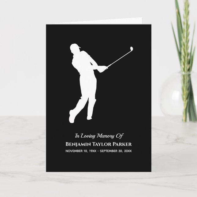 Bereavement Sympathy Funeral Memorial Golf Player Thank You Card (Front)