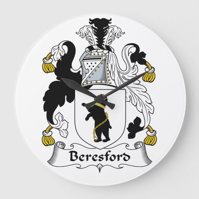 Beresford Family Crest Large Clock (Front)