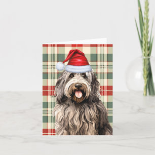 Bergamasco Christmas Dog Holiday Plaid Card