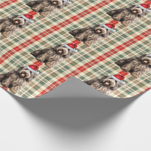 Bergamasco Dog and Holiday Plaid Christmas Wrapping Paper