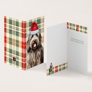 Bergamasco Dog Holiday Plaid Christmas Card
