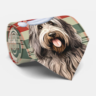 Bergamasco Dog Holiday Plaid Christmas  Tie