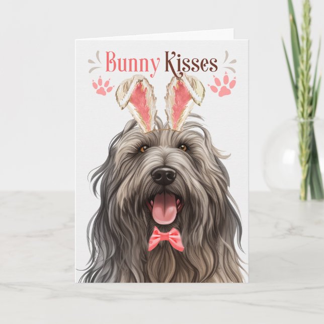 Bergamasco Dog in Bunny Ears for Easter Holiday Card (Front)