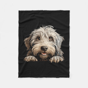 Bergamasco Dog Mum Dad Peeking Puppy Fleece Blanket