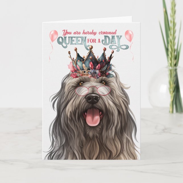 Bergamasco Dog Queen for Day Funny Birthday Card (Front)