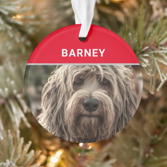 Bergamasco Dog's Name and Photo Christmas Ornament (Tree)