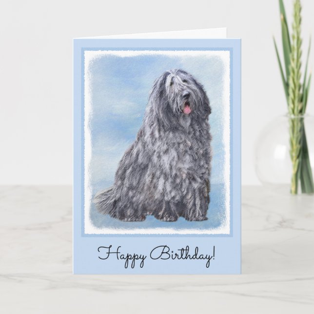 Bergamasco Sheepdog Painting - Cute Original Dog A Card (Front)