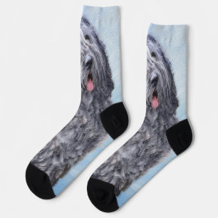 Bergamasco Sheepdog Painting - Cute Original Dog A Socks