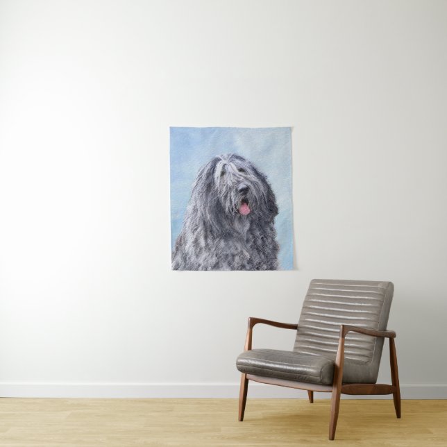Bergamasco Sheepdog Painting - Cute Original Dog A Tapestry (In Situ)