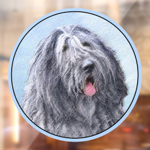 Bergamasco Sheepdog Painting - Cute Original Dog A Window Cling