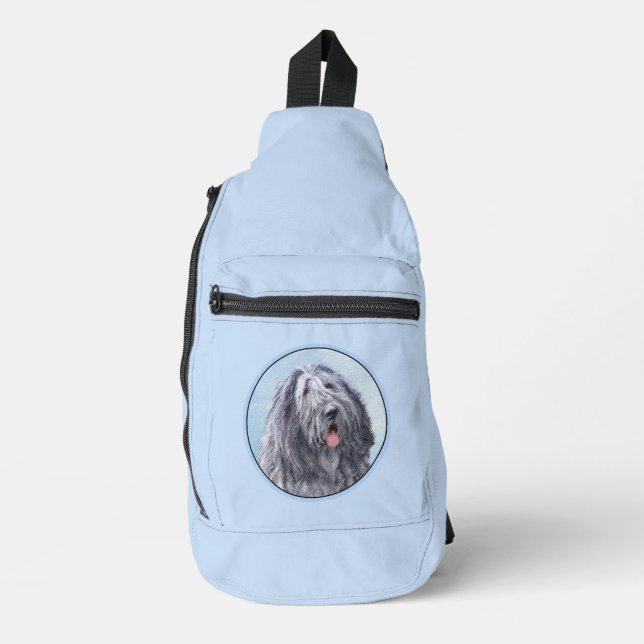 Bergamasco Sheepdog Shepherd Painting Cute Dog Art Sling Bag (Front)